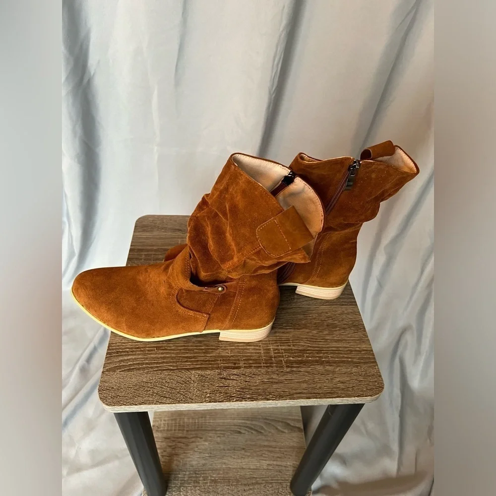 Brown Faux Suede Boots